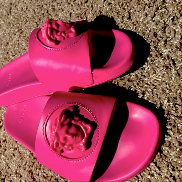 Versace Shoes - Versace hot pink slides size 6